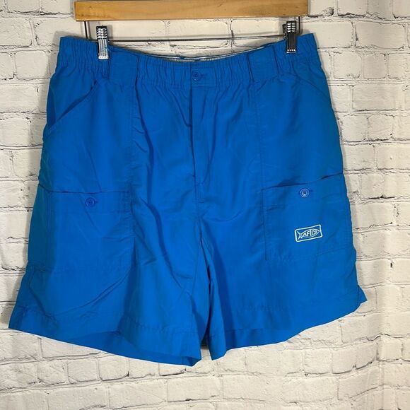 AFTCO Shorts Mens Size 38 Blue Cargo Utility Tactical Fishing Tackle Beach 8” In - Picture 1 of 6